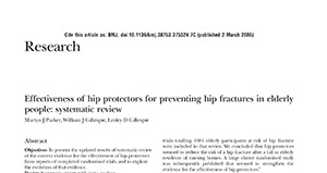 Effectiveness of hip protectors for preventing hip fractures in elderly
people: systematic reviewp